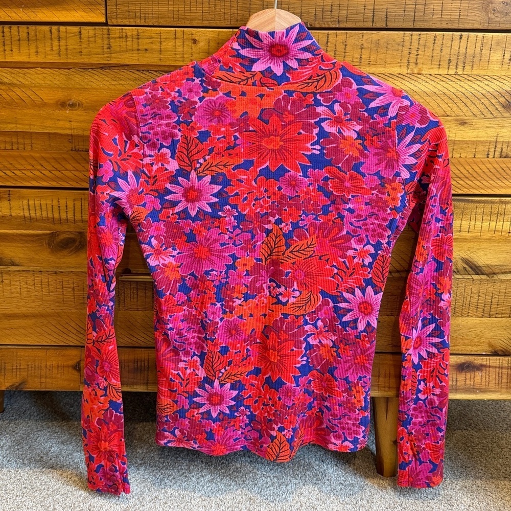 Sezane Floral Red and Purple Women's Top - Picture 6 of 7
